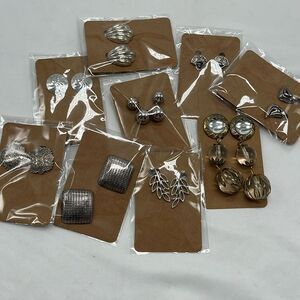 9 Pairs of Vintage Silver Tones Clip On & Screw On Earrings